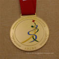 Custom Top Quality Gold Gymnastics Medal with Sublimation Lanyard